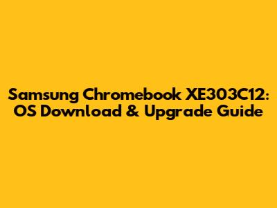 Samsung Chromebook XE303C12: OS Download & Upgrade Guide