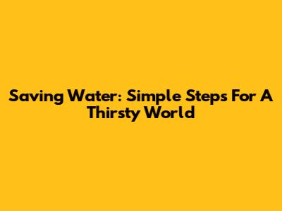 Saving Water: Simple Steps For A Thirsty World