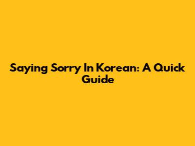 Saying Sorry In Korean: A Quick Guide
