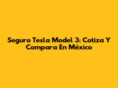 Seguro Tesla Model 3: Cotiza Y Compara En México