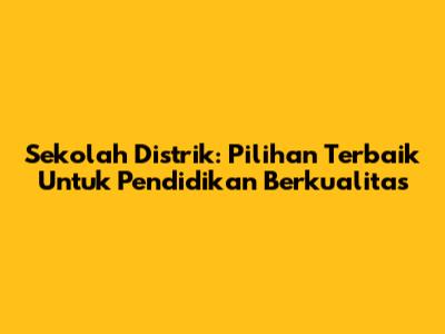 Sekolah Distrik: Pilihan Terbaik Untuk Pendidikan Berkualitas