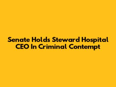 Senate Holds Steward Hospital CEO In Criminal Contempt