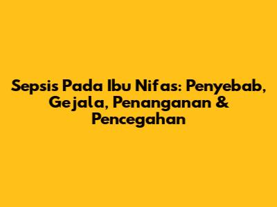 Sepsis Pada Ibu Nifas: Penyebab, Gejala, Penanganan & Pencegahan