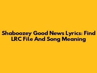 Shaboozey Good News Lyrics: Find LRC File And Song Meaning