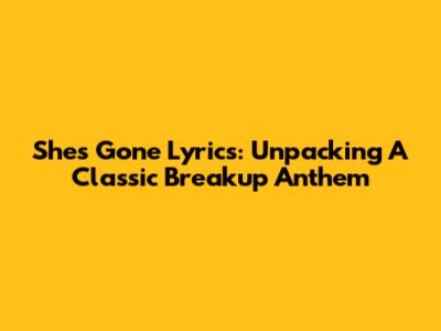 She's Gone Lyrics: Unpacking A Classic Breakup Anthem