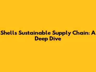 Shell's Sustainable Supply Chain: A Deep Dive