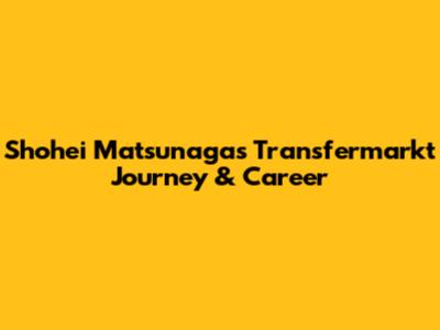 Shohei Matsunaga's Transfermarkt Journey & Career