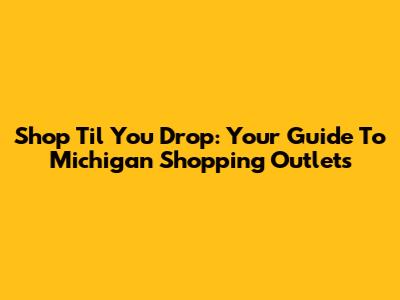 Shop 'Til You Drop: Your Guide To Michigan Shopping Outlets
