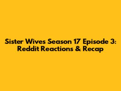 Sister Wives Season 17 Episode 3: Reddit Reactions & Recap