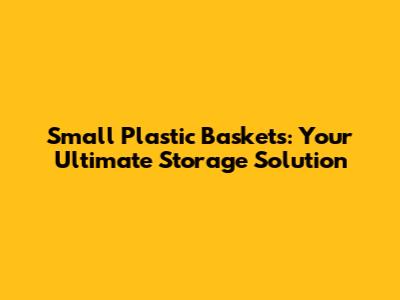 Small Plastic Baskets: Your Ultimate Storage Solution