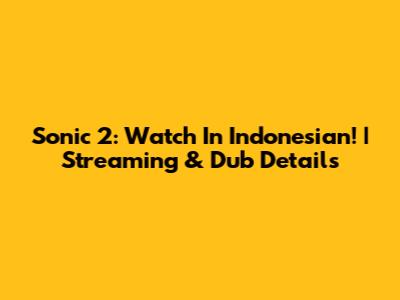 Sonic 2: Watch In Indonesian! | Streaming & Dub Details