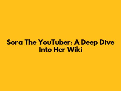 Sora The YouTuber: A Deep Dive Into Her Wiki