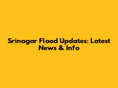 Srinagar Flood Updates: Latest News & Info