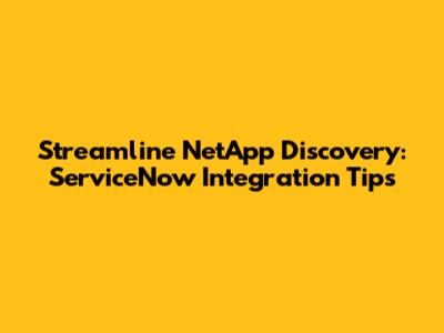 Streamline NetApp Discovery: ServiceNow Integration Tips