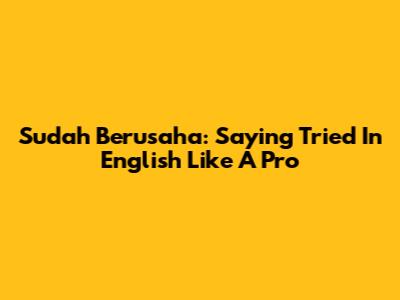 Sudah Berusaha: Saying "Tried" In English Like A Pro