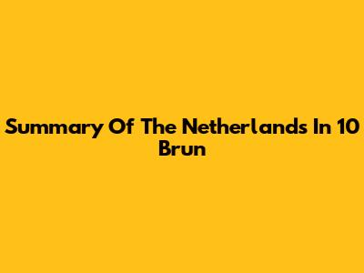 Summary Of The Netherlands In 10 Brun