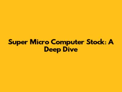 Super Micro Computer Stock: A Deep Dive