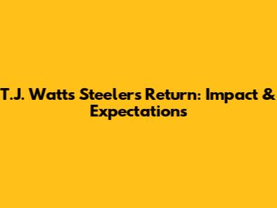 T.J. Watt's Steelers Return: Impact & Expectations