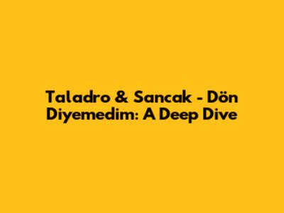Taladro & Sancak - Dön Diyemedim: A Deep Dive