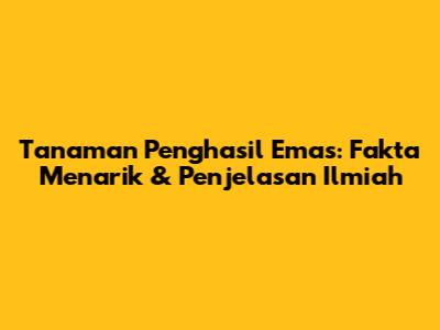 Tanaman Penghasil Emas: Fakta Menarik & Penjelasan Ilmiah