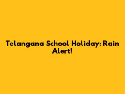 Telangana School Holiday: Rain Alert!