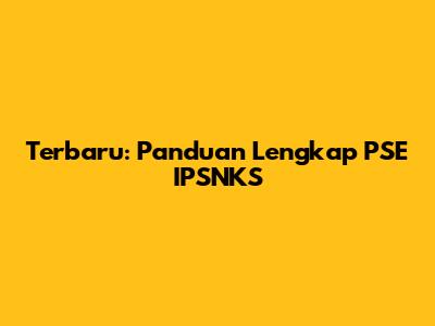 Terbaru: Panduan Lengkap PSE IPSNKS