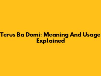 Terus Ba Domi: Meaning And Usage Explained