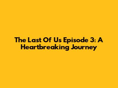 The Last Of Us Episode 3: A Heartbreaking Journey