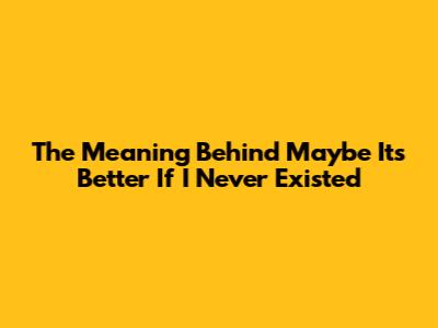 The Meaning Behind "Maybe It's Better If I Never Existed"