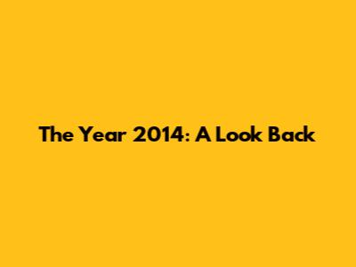 The Year 2014: A Look Back