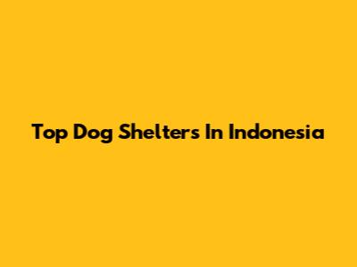 Top Dog Shelters In Indonesia