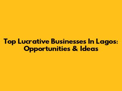 Top Lucrative Businesses In Lagos: Opportunities & Ideas