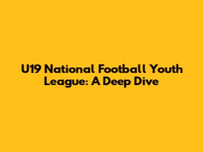 U19 National Football Youth League: A Deep Dive