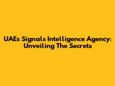 UAE's Signals Intelligence Agency: Unveiling The Secrets