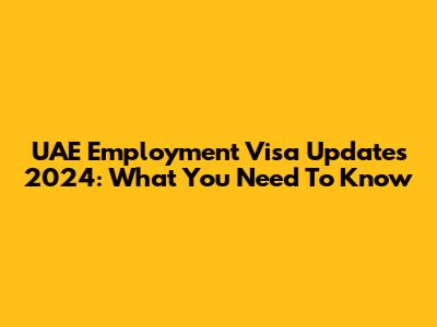 UAE Employment Visa Updates 2024: What You Need To Know