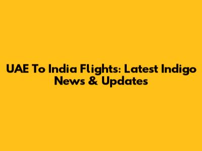 UAE To India Flights: Latest Indigo News & Updates