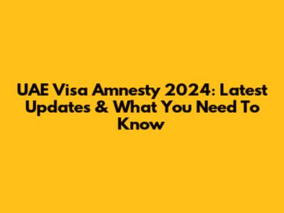 UAE Visa Amnesty 2024: Latest Updates & What You Need To Know