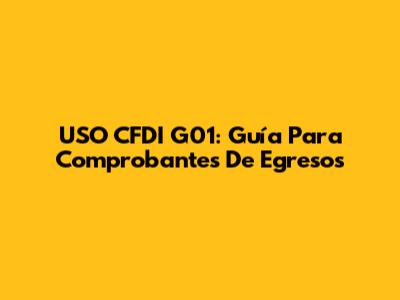 USO CFDI G01: Guía Para Comprobantes De Egresos