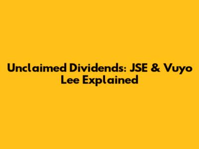 Unclaimed Dividends: JSE & Vuyo Lee Explained