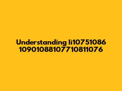 Understanding Ii10751086 10901088107710811076