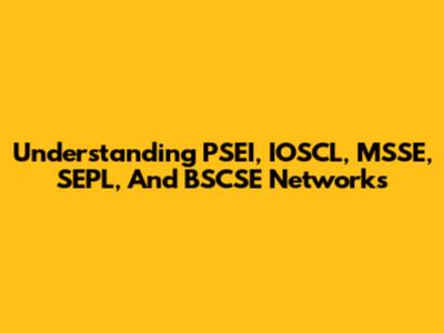 Understanding PSEI, IOSCL, MSSE, SEPL, And BSCSE Networks