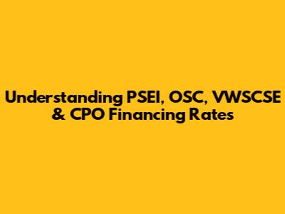 Understanding PSEI, OSC, VWSCSE & CPO Financing Rates