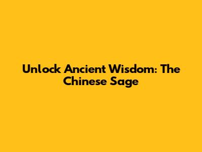 Unlock Ancient Wisdom: The Chinese Sage