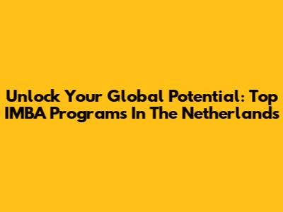 Unlock Your Global Potential: Top IMBA Programs In The Netherlands