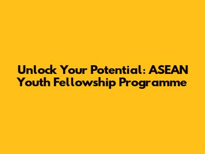 Unlock Your Potential: ASEAN Youth Fellowship Programme