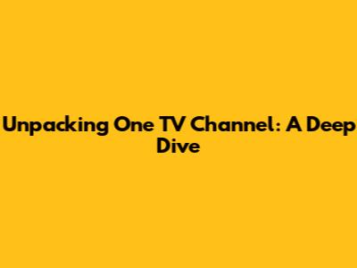 Unpacking 'One TV Channel': A Deep Dive