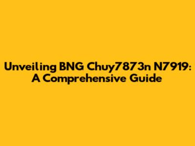 Unveiling BNG Chuy7873n N7919: A Comprehensive Guide