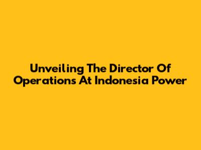 Unveiling The Director Of Operations At Indonesia Power