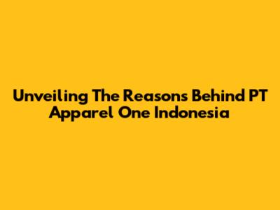 Unveiling The Reasons Behind PT Apparel One Indonesia