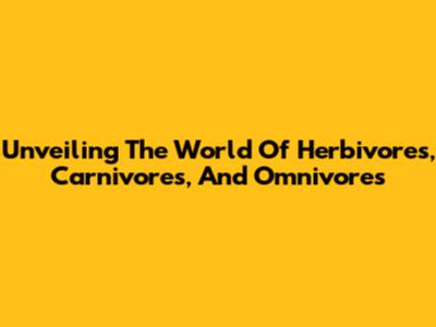 Unveiling The World Of Herbivores, Carnivores, And Omnivores
